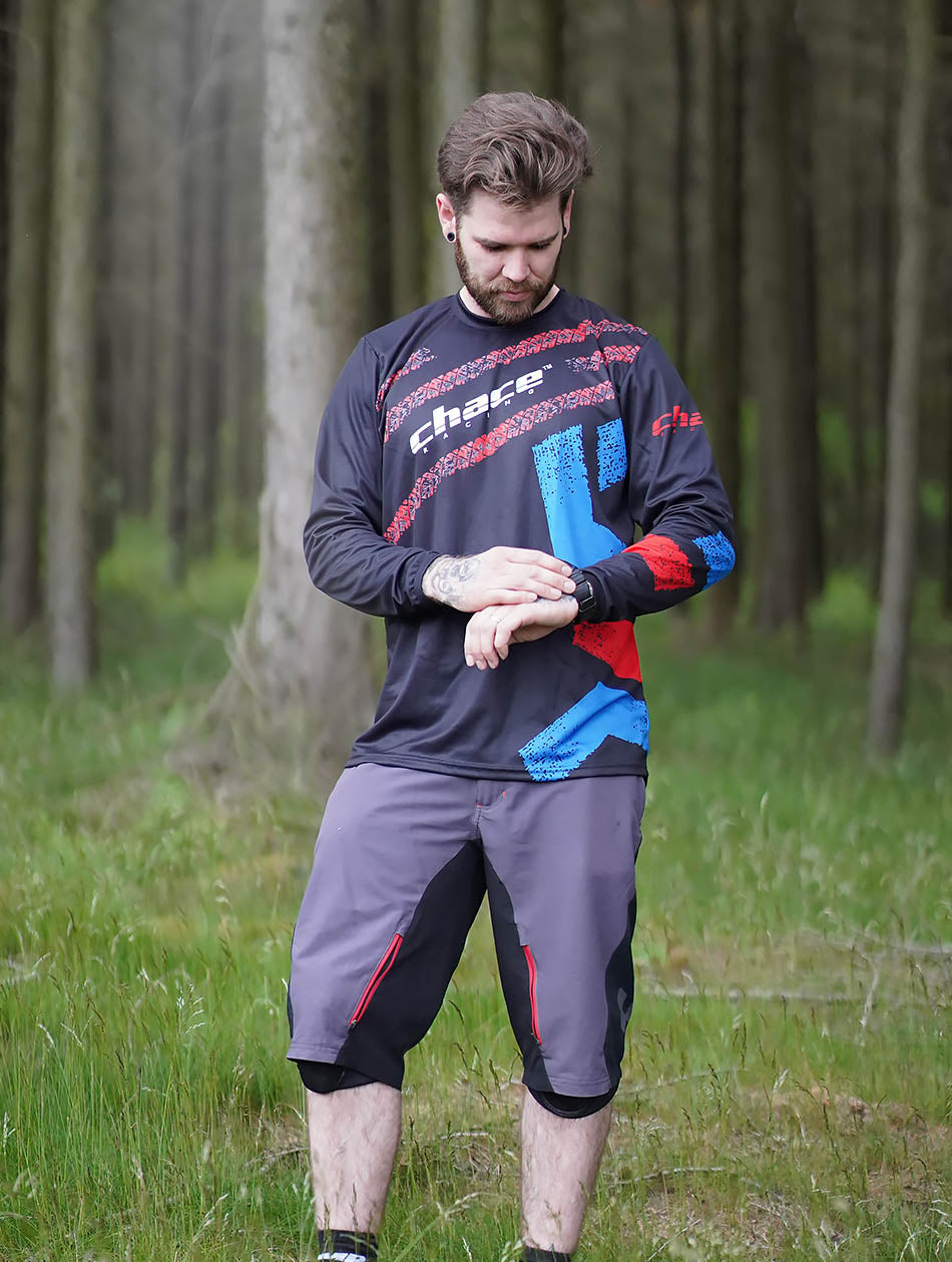 Chace Racing Action Pro Mens MX MTB Jersey | Fading Track Black & Red