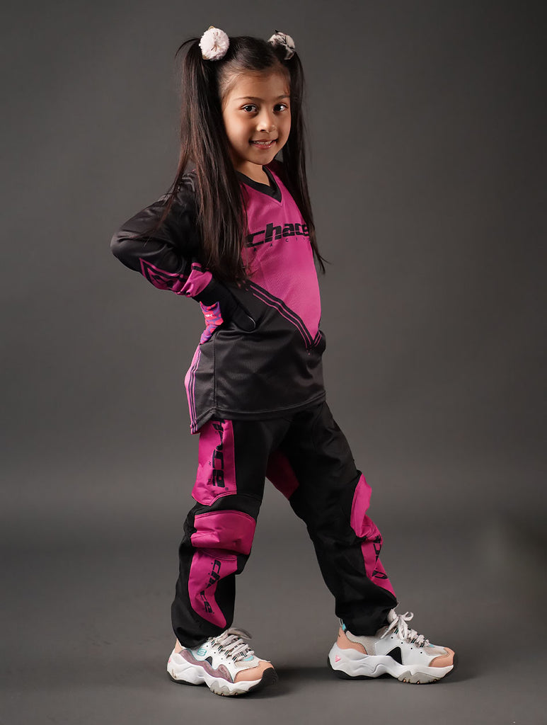 Girls Mini Racer Series MTB pants in Black & Pink