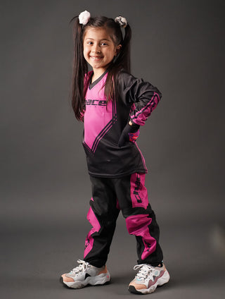 Girls Mini Racer Series MTB pants in Black & Pink 4