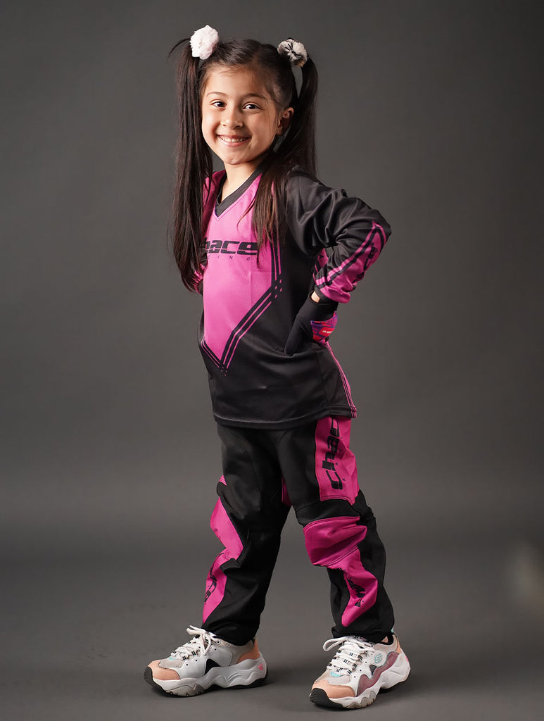 Girls Mini Racer Series MTB pants in Black & Pink 4