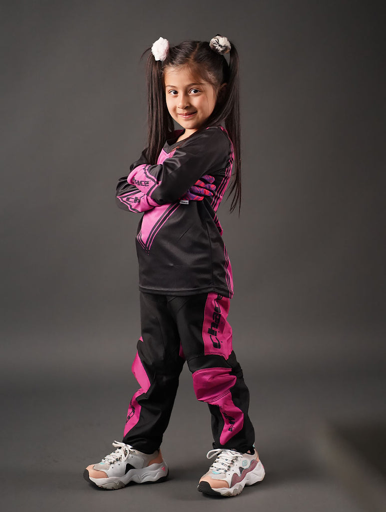 Girls Mini Racer Series MTB pants in Black & Pink 6