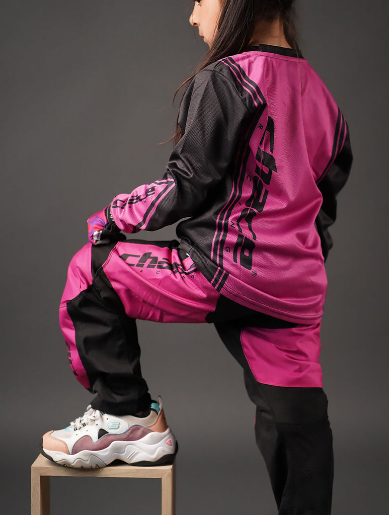 Girls Mini Racer Series MTB pants in Black & Pink 88