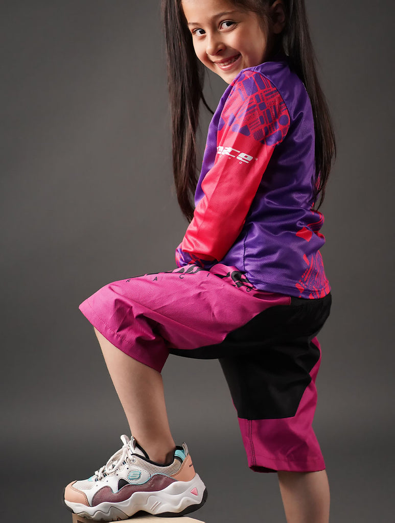 Girls Mini Racer Series MTB Shorts in Black & Pink