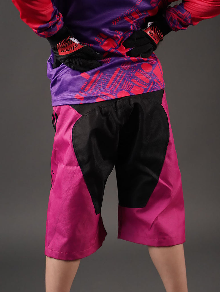 Girls Mini Racer Series MTB Shorts in Black & Pink 4