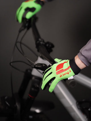 Full Finger Green & Red Logo Gloves 3