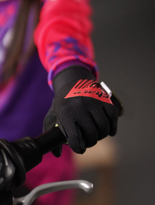 Girl's Chace Racing Full Finger Black & Pink Gloves