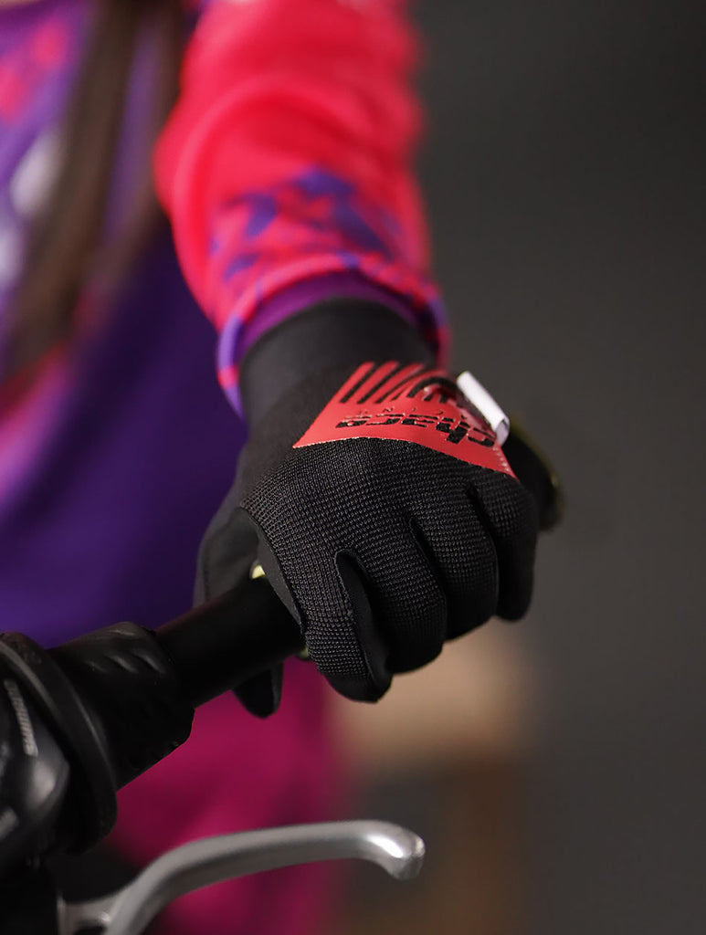 Girl's Chace Racing Full Finger Black & Pink Gloves