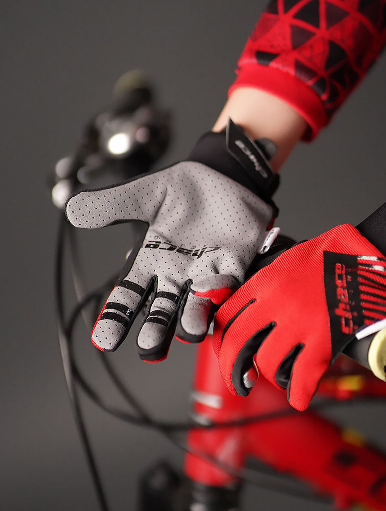 Full Finger Red & Black Gloves 1