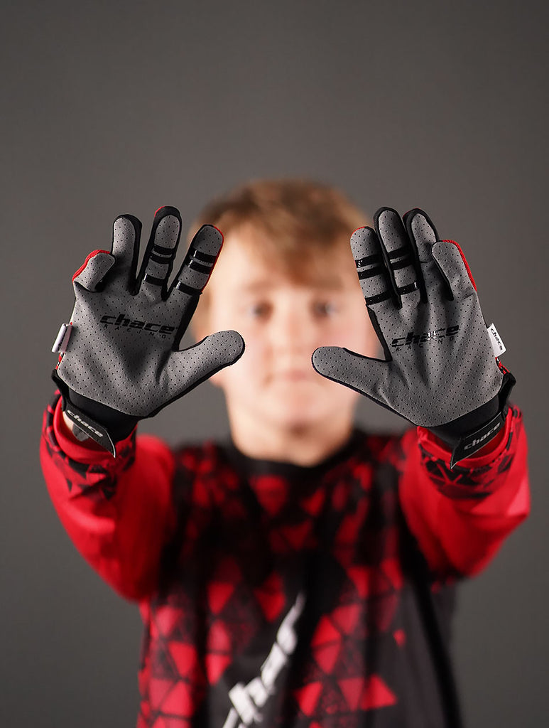 Full Finger Red & Black Gloves 5