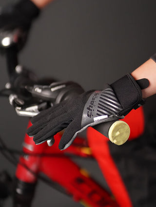 Boy's Chace Racing Full Finger Black & Grey Gloves