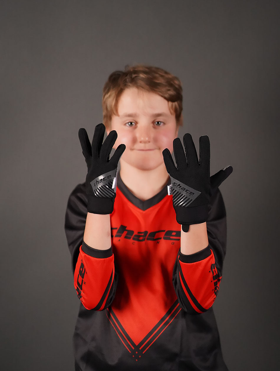 kids Full Finger Black Gloves