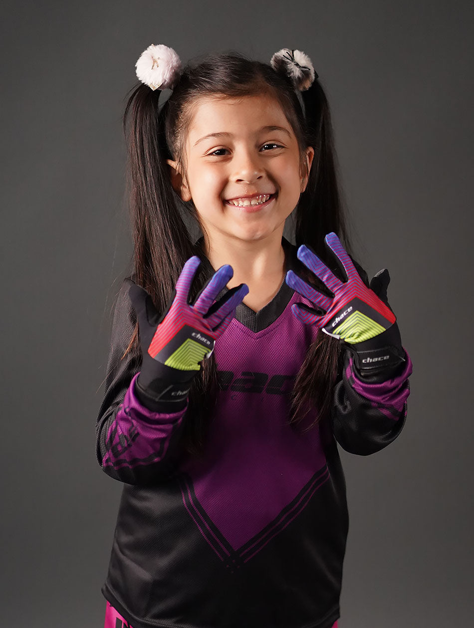 Girl's Chace Racing Full Finger Multi Colour Gloves