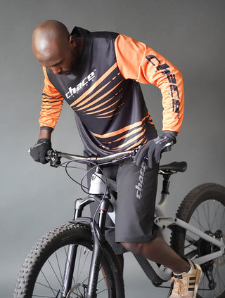 Adult Motocross MTB Jersey Black and Orange 1