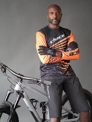 Adult Motocross MTB Jersey Black and Orange
