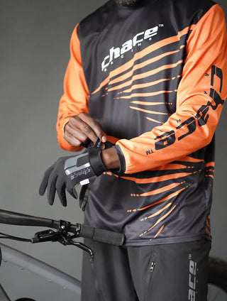 Adult Motocross MTB Jersey Black and Orange 3