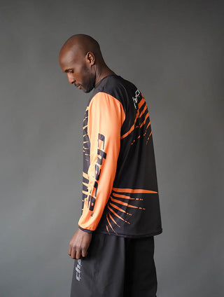 Adult Motocross MTB Jersey Black and Orange 9