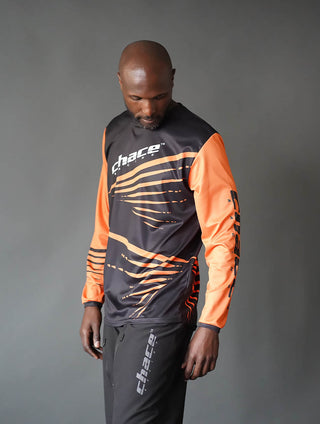 Adult Motocross MTB Jersey Black and Orange 6