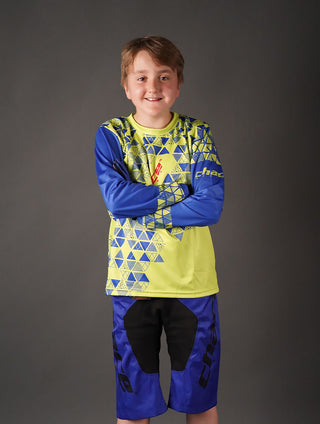 Junior Star Boys Motocross MTB Jersey Green and Blue 6