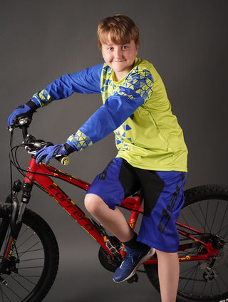 Junior Star Boys Motocross MTB Jersey Green and Blue 9