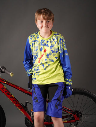 Junior Star Boys Motocross MTB Jersey Green and Blue