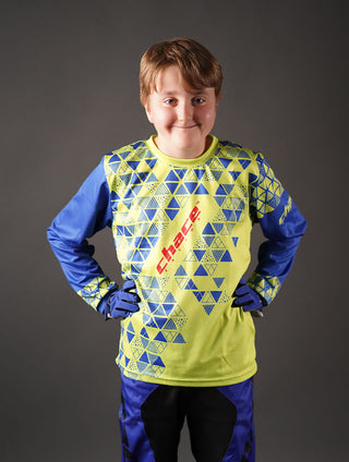 Junior Star Boys Motocross MTB Jersey Green and Blue 5