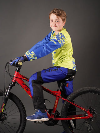 Junior Star Boys Motocross MTB Jersey Green and Blue1