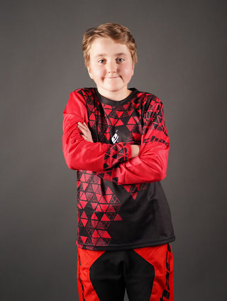 Junior Star Boys Motocross MTB Jersey Red and Black 7