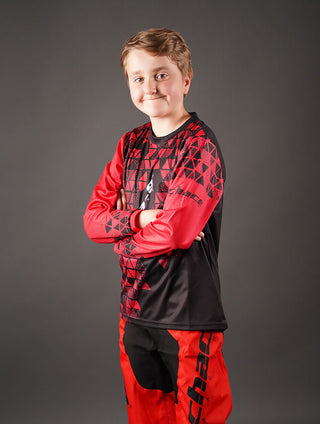 Junior Star Boys Motocross MTB Jersey Red and Black6