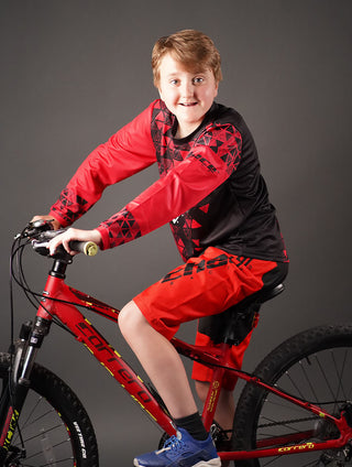 Junior Star Boys Motocross MTB Jersey Red and Black 1