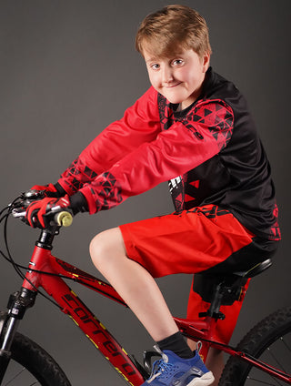 Junior Star Boys Motocross MTB Jersey Red and Black 8