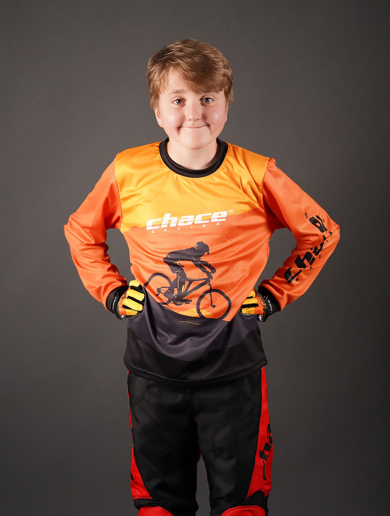Junior Star Boys Motocross MTB Jersey Orange and Black 4