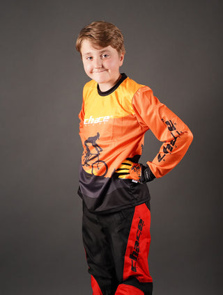 Junior Star Boys Motocross MTB Jersey Orange and Black 9