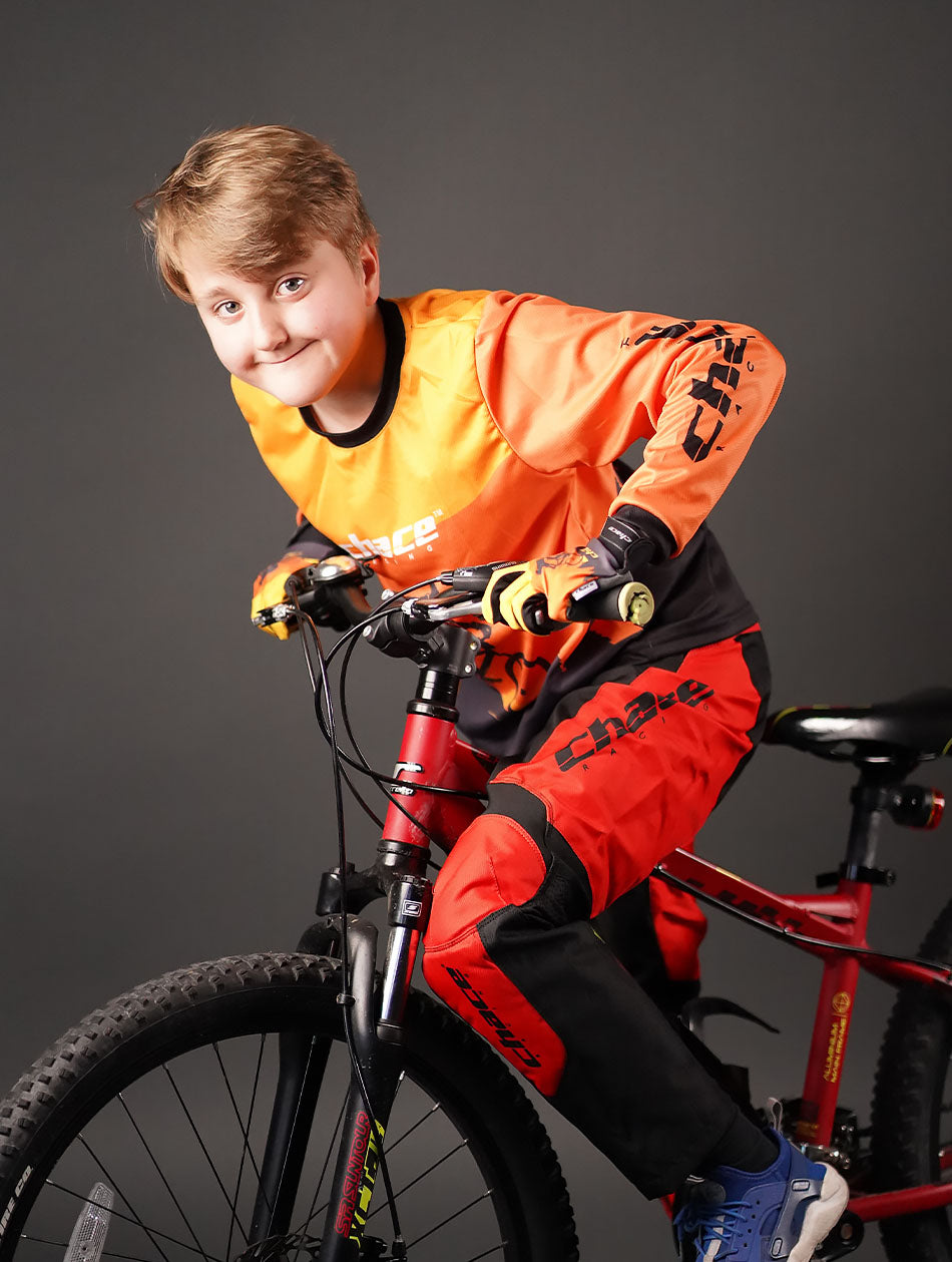 Junior Star Boys Motocross MTB Jersey Orange and Black 6