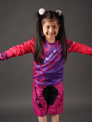 Junior Star Girls Motocross MTB Jersey Pink and Purple 5
