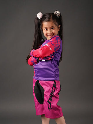 Junior Star Girls Motocross MTB Jersey Pink and Purple