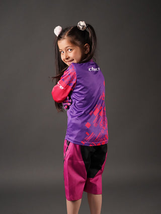 Junior Star Girls Motocross MTB Jersey Pink and Purple 3